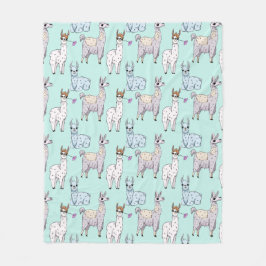 Schattige Llama Pattern op Groen Fleece Deken