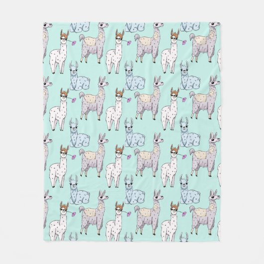 Schattige Llama Pattern op Groen Fleece Deken (Voorkant)