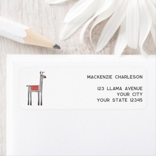 Schattige Llama retouradres Etiket (Insitu)