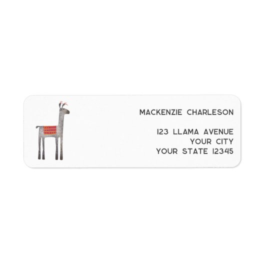 Schattige Llama retouradres Etiket (Voorkant)