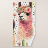  Schattige Llama Waterverf Badhanddoek (Badhanddoek)