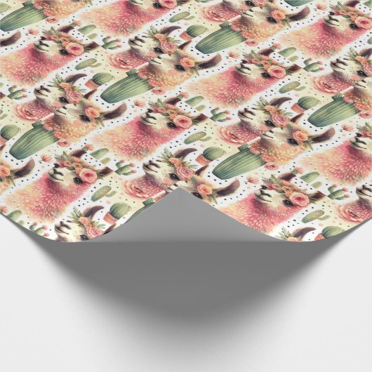  Schattige Llama Waterverf Cadeaupapier (Hoek)