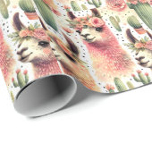  Schattige Llama Waterverf Cadeaupapier (Rol Hoek)