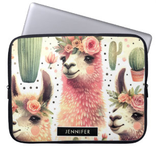  Schattige Llama Waterverf Laptop Sleeve