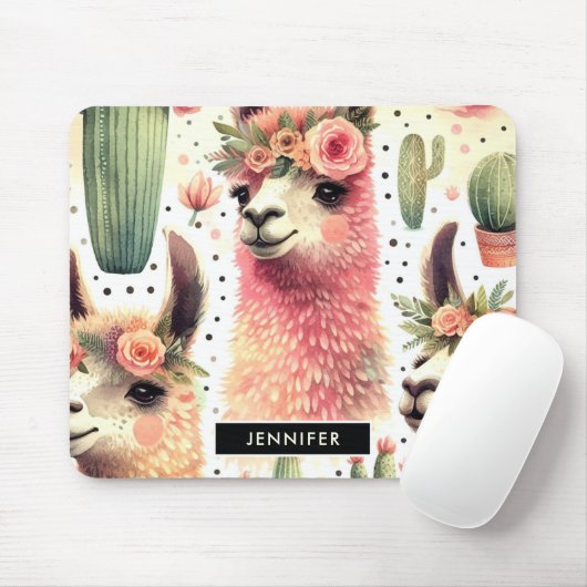Schattige Llama Waterverf Muismat (Met muis)