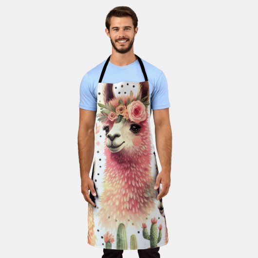  Schattige Llama Waterverf Schort (Gedragen)