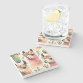  Schattige Llama Waterverf Stenen Onderzetter (Zijkant)