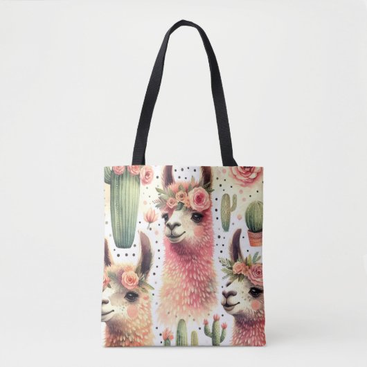  Schattige Llama Waterverf Tote Bag (Voorkant)