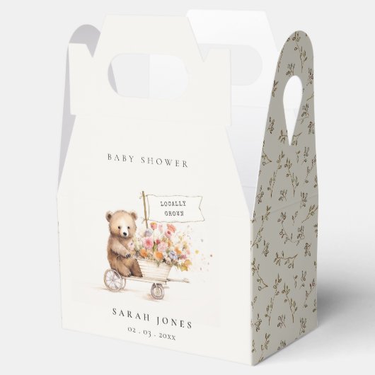 Schattige lokaal geteeld Teddy Floral Cart Baby sh Bedankdoosjes (Geopend)