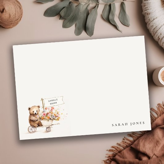 Schattige lokaal geteeld Teddy Floral Cart Baby sh Notitiekaartje
