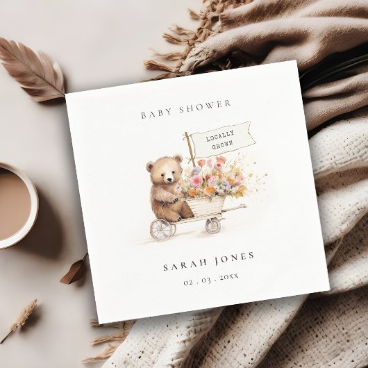 Schattige lokaal geteeld Teddy Floral Cart Baby sh Servet