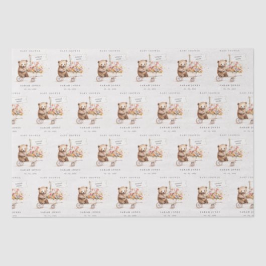 Schattige lokaal geteeld Teddy Floral Cart Baby sh Tissuepapier (Voorkant)