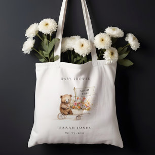 Schattige lokaal geteeld Teddy Floral Cart Baby sh Tote Bag