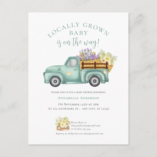 Schattige lokaal geteeld waterverf neutraal Baby s Briefkaart (Voorkant)