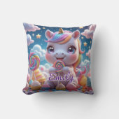Schattige Lollipop Unicorn Kussen – Bewerkbare naa (Voorkant)