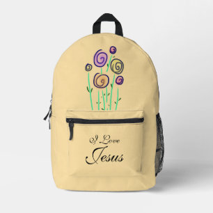 Schattige Lolly Bloem I Love Jezus Geel Bedrukte Rugzak