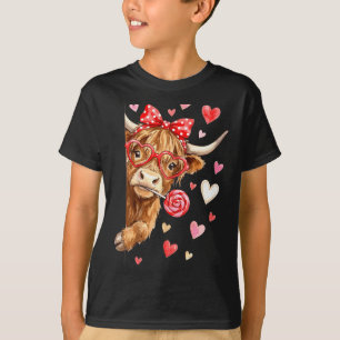 Schattige Lolly Highland Koe Valentina Dag Hart Su T-shirt
