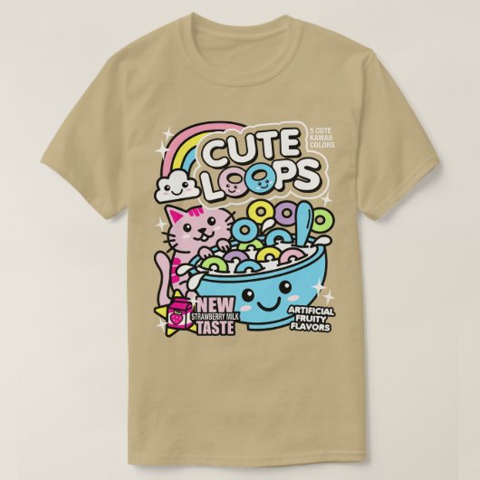 Schattige Loops Kawaii Cereal T-shirt (Design voorkant)