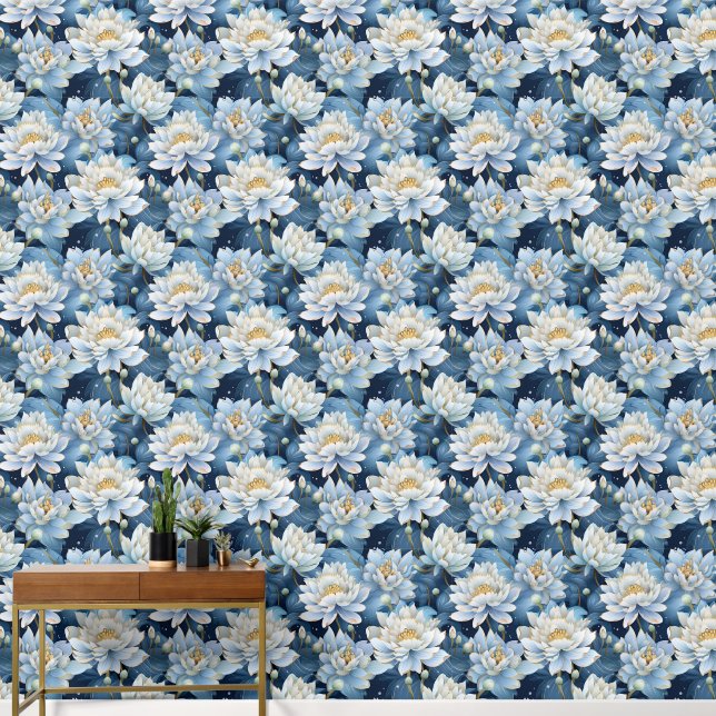 Schattige Lotus bloempatroon Behang (Hal)