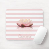 Schattige Lotus Flower.Roze witte strepen Muismat (Met muis)