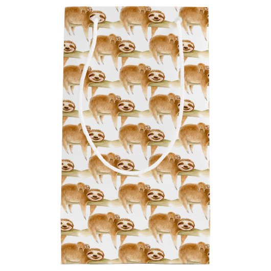 Schattige loungen luiaards waterverf schilderen ku klein cadeauzakje (Voorkant)