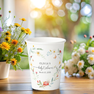 Schattige Love Bug Wildflower Baby shower Papieren Bekers