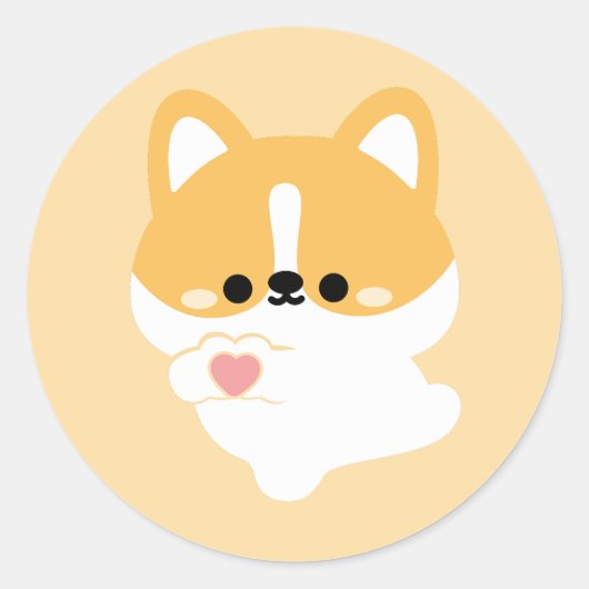 Schattige Love Corgi Ronde Sticker (Voorkant)