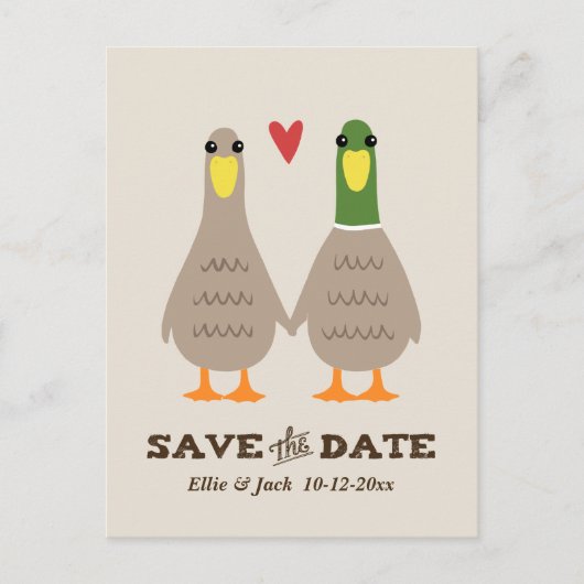 Schattige Love Ducks Wedding Save the Date Aankond Aankondigingskaart (Voorkant)