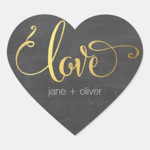 SCHATTIGE LOVE HEART SEAL modern gouden folie krij Hart Sticker