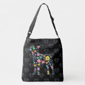 Schattige Love My Boston Terrier bloemenontwerp Crossbody Tas (Achterkant)