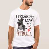 Schattige Love My Pitbull Dog T-shirt (Voorkant)