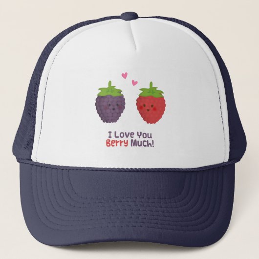 Schattige Love You Berry Much Pun Humor Trucker Pet (Voorkant)