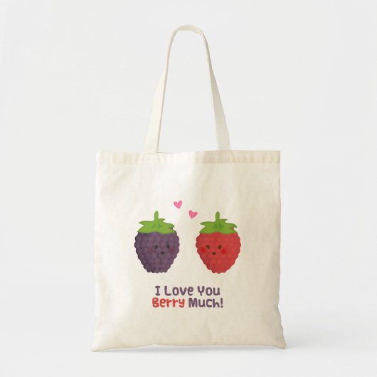 Schattige Love You Berry Veel Valentijn Pun Humor Tote Bag (Voorkant)