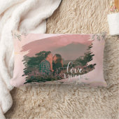 Schattige Love You Custom Photo voor Paar Roze Blo Kussen (Deken)