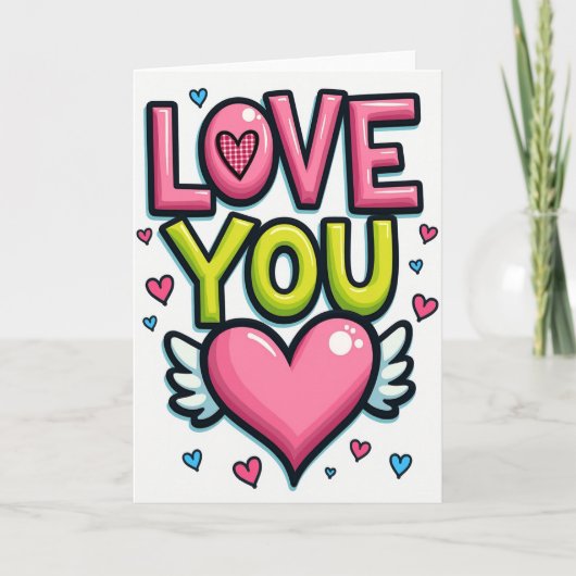 Schattige Love You Hart Kaart (Voorkant)