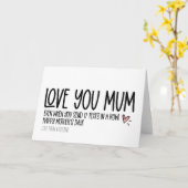 Schattige Love You Mum Funny Moederdag Kaart (Gele Bloem)