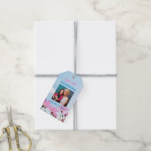 Schattige Love you Oma Pink Flowers Foto Cadeaulabel (Met Touw)