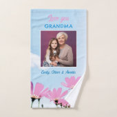 Schattige Love you Oma Pink Flowers Foto Handdoek (Handdoek)