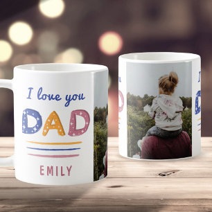 Schattige Love you Papa Kleurrijke Typografie Foto Koffiemok
