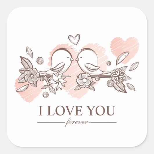 Schattige Lovebirds In Love Valentijn Sticker Seal (Voorkant)