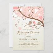  Schattige Lovebirds Roze Repetitie Diner Kaart (Voorkant)