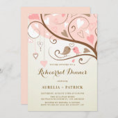  Schattige Lovebirds Roze Repetitie Diner Kaart (Voorkant / Achterkant)