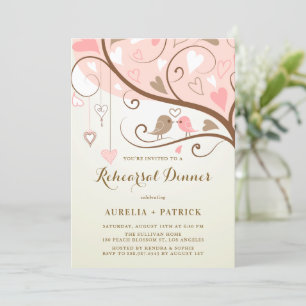 Schattige Lovebirds Roze Repetitie Diner Kaart