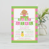 Schattige Luau Hula Meisje Baby shower Uitnodiging (Staand voorkant)