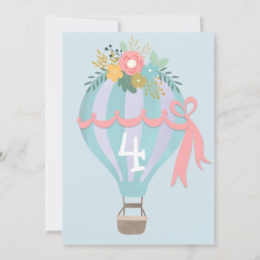 schattige luchtballon Verjaardag Uitnodiging (Achterkant)
