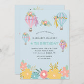 schattige luchtballon Verjaardag Uitnodiging (Voorkant / Achterkant)