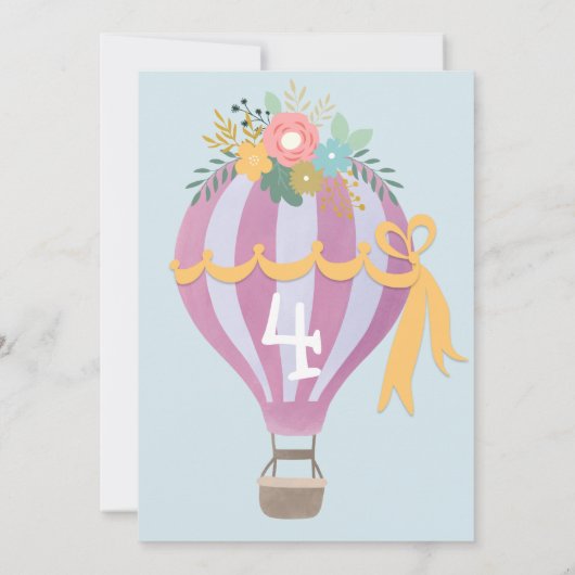 schattige luchtballon Verjaardag Uitnodiging (Achterkant)