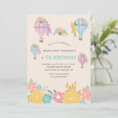 schattige luchtballon Verjaardag Uitnodiging (Staand voorkant)