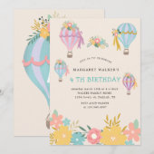 schattige luchtballon Verjaardag Uitnodiging (Voorkant / Achterkant)