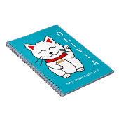 Schattige Lucky Cat Tekening Gepersonaliseerd Noti Notitieboek (Rechterzijde)